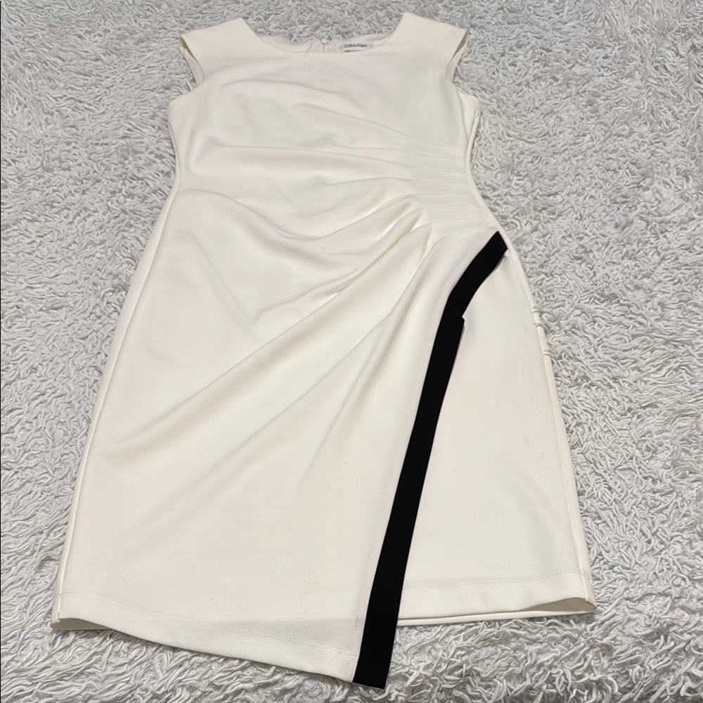 Elegant White Dress with Black Accent